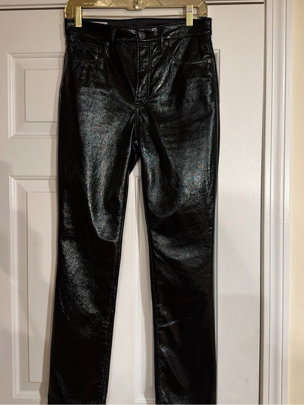 GAP Vintage Slim High Rise faux black patten leather 5 pocket pant